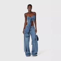 Image 4 of Sexy Camisole Tube Top Denim Trousers Suit