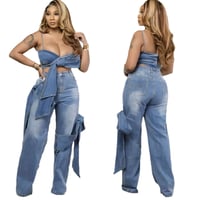 Image 5 of Sexy Camisole Tube Top Denim Trousers Suit