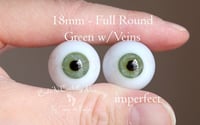 Image 1 of 18mm - Full Round - German Glass Eyes - Green w/ Veins - Imperfect