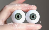 Image 1 of 24mm - Full Round -  German Glass Eyes - Green/Gray w/Veins - Imperfect