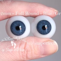 Image 1 of 22mm - Full Round - German Glass Eyes - Blue/Gray - imperfect