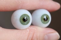 Image 2 of 18mm - Full Round - German Glass Eyes - Green w/ Veins - Imperfect