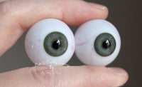 Image 2 of 24mm - Full Round -  German Glass Eyes - Green/Gray w/Veins - Imperfect