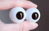 Image 2 of 24mm - Full Round -  German Glass Eyes - Dark Brown w/Veins - Imperfect