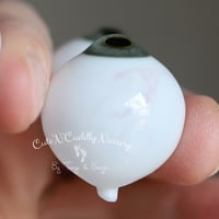 Image 3 of 24mm - Full Round -  German Glass Eyes - Green/Gray w/Veins - Imperfect