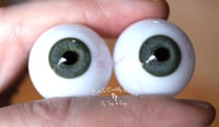 Image 4 of 24mm - Full Round -  German Glass Eyes - Green/Gray w/Veins - Imperfect
