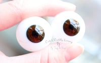 Image 4 of 24mm - Full Round -  German Glass Eyes - Dark Brown w/Veins - Imperfect
