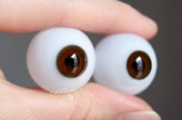 Image 2 of 24mm - Full Round -  German Glass Eyes - Brown w/Veins - Imperfect