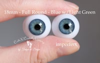 Image 1 of 18mm - Full Round - German Glass Eyes - Blue w/Light Green - Imperfect
