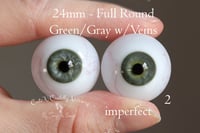 Image 5 of 24mm - Full Round -  German Glass Eyes - Green/Gray w/Veins - Imperfect