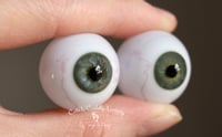 Image 6 of 24mm - Full Round -  German Glass Eyes - Green/Gray w/Veins - Imperfect