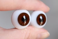 Image 2 of 20mm - German Glass Eyes - Flat Back -  Brown