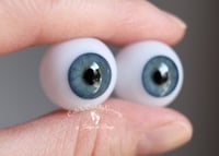 Image 2 of 18mm - Full Round - German Glass Eyes - Blue w/Light Green - Imperfect