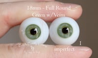 Image 1 of 18mm - Full Round - German Glass Eyes - Green with Veins