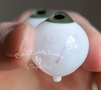 Image 7 of 24mm - Full Round -  German Glass Eyes - Green/Gray w/Veins - Imperfect