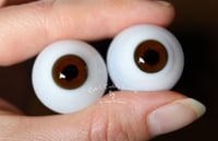 Image 4 of 24mm - Full Round -  German Glass Eyes - Brown w/Veins - Imperfect