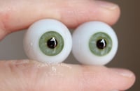 Image 2 of 18mm - Full Round - German Glass Eyes - Green with Veins