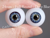 Image 1 of 24mm - German Glass - Full Round Eyes - Light Deep Blue