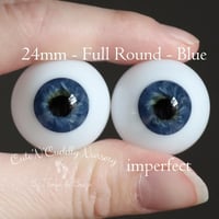 Image 1 of 24mm - German Glass - Full Round Eyes - Blue - Imperfect