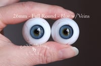 Image 1 of 26mm - Full Round -  German Glass Eyes - Blue w/veins