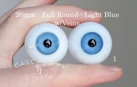 Image 1 of 26mm - Full Round -  German Glass Eyes - Light Blue w/Veins