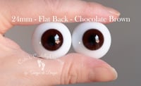 Image 1 of 24mm - German Glass - Flat Back Eyes - Chocolate Brown