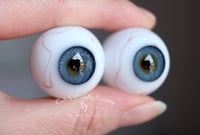Image 2 of 26mm - Full Round -  German Glass Eyes - Blue w/veins