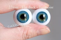 Image 1 of 22mm - German Glass Eyes - Flat Back - Turquoise