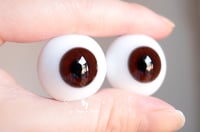 Image 2 of 24mm - German Glass - Flat Back Eyes - Chocolate Brown