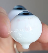 Image 3 of 26mm - Full Round -  German Glass Eyes - Light Blue w/Veins