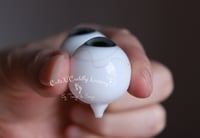 Image 3 of 26mm - Full Round -  German Glass Eyes - Blue w/veins