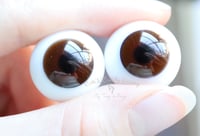 Image 4 of 20mm - German Glass Eyes - Flat Back - Economy Eyes - Brown - Large Iris
