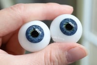Image 4 of 24mm - German Glass - Full Round Eyes - Blue - Imperfect