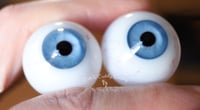 Image 4 of 26mm - Full Round -  German Glass Eyes - Light Blue w/Veins