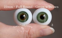 Image 1 of 22mm - Full Round -  German Glass Eyes - Green w/Brown