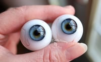 Image 4 of 26mm - Full Round -  German Glass Eyes - Blue w/veins