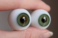 Image 2 of 22mm - Full Round -  German Glass Eyes - Green w/Brown
