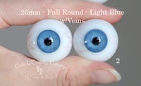 Image 5 of 26mm - Full Round -  German Glass Eyes - Light Blue w/Veins