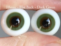 Image 1 of 18mm - German Glass - Flat Back Eyes - Dark Green