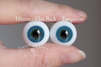 Image 1 of 18mm - German Glass Eyes - Flat Back - Turquoise