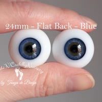 Image 1 of 24mm - German Glass Eyes - Flat Back - Blue