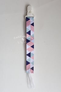 Image 2 of Pacifier Clip - Triangles - Blues, Pink and White