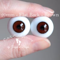 Image 1 of 20mm - German Glass Eyes - Flat Back - Brown