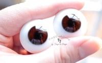Image 4 of 24mm - German Glass - Flat Back Eyes - Chocolate Brown