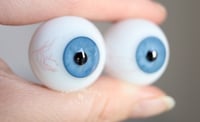 Image 6 of 26mm - Full Round -  German Glass Eyes - Light Blue w/Veins