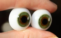 Image 2 of 18mm - German Glass - Flat Back Eyes - Dark Green