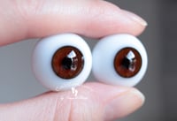 Image 2 of 20mm - German Glass Eyes - Flat Back - Brown