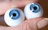 Image 8 of 26mm - Full Round -  German Glass Eyes - Light Blue w/Veins
