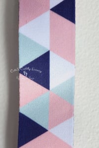Image 4 of Pacifier Clip - Triangles - Blues, Pink and White
