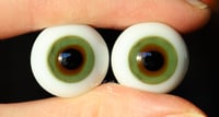 Image 4 of 18mm - German Glass - Flat Back Eyes - Dark Green